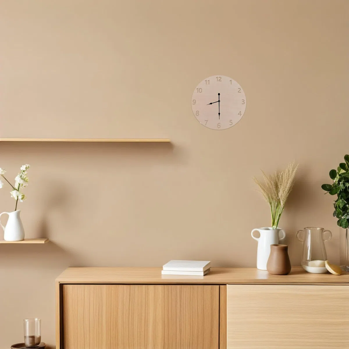Kit 5 Pezzi Quadranti Orologio in Legno Rotondi per Bricolage, Resistente All'usura, Materiale Naturale Beige, per Progetti di Natale e Decorazioni Fai da Te