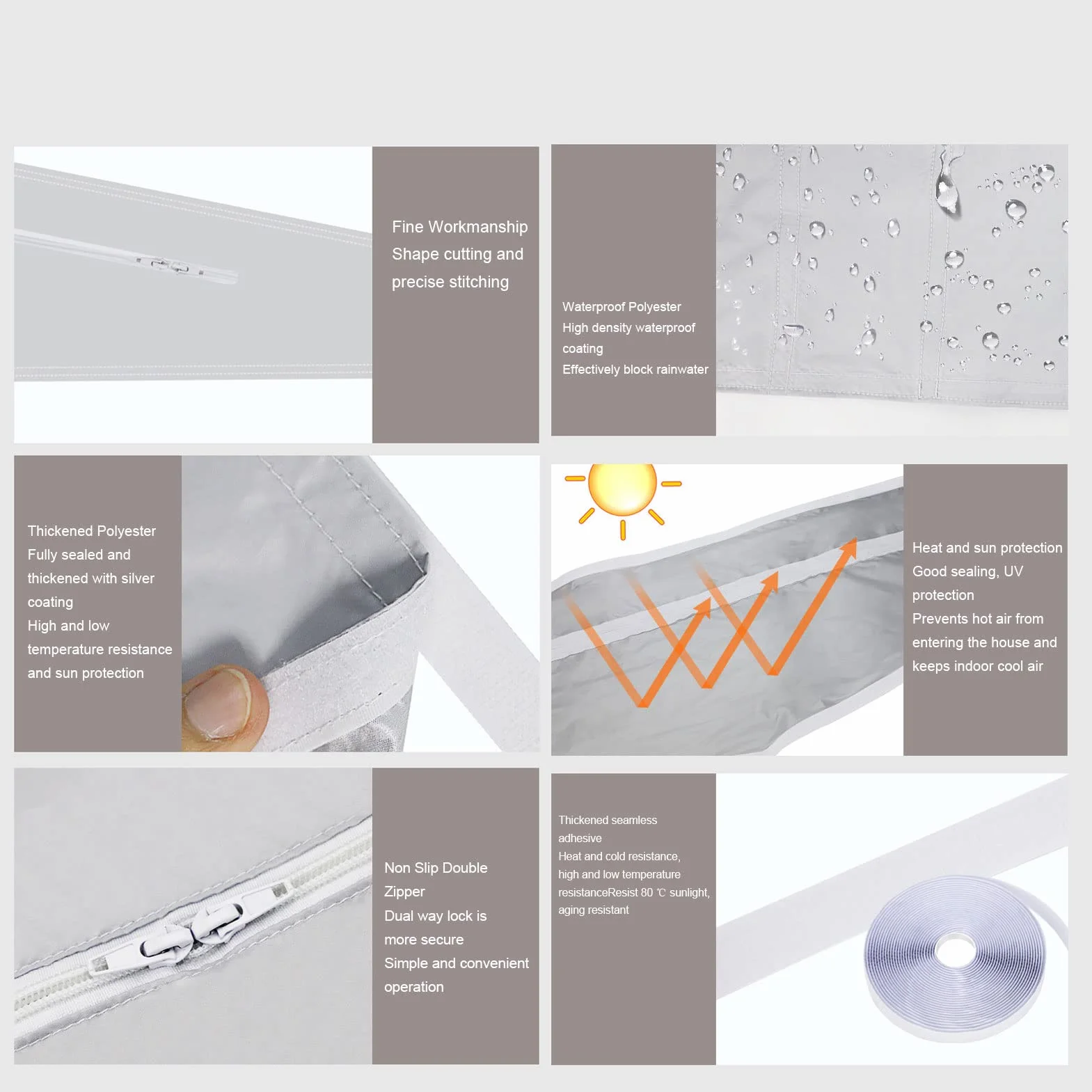 Kit Guarnizioni Universali per Vetri per Condizionatore, Tessuto Sigillante per Finestre 9,8/13,1 Piedi Kit Guarnizioni per Finestre Ac con Cerniera e Chiusura Adesiva, per(4 Meter / 13.1ft)