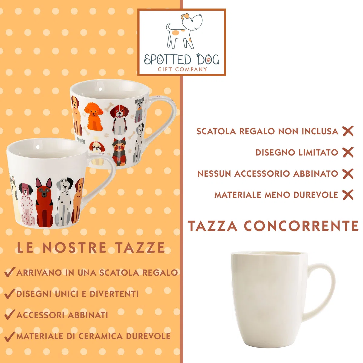 SPOTTED DOG GIFT COMPANY Set di Tazze da Caffè con Cani, Set di Tazze Grandi, Tazze Colazione da Caffè Tè in Ceramica con Carino Cani, 2 Pezzi, Regalo per Donne Uomini