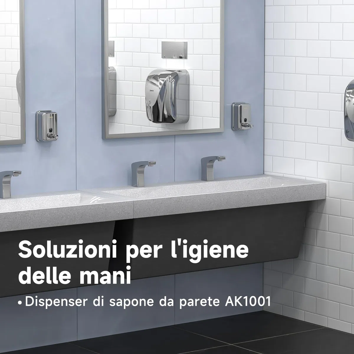 AIKE Dispensatore di Sapone Liquido Commerciale a Parete Manuale, in Acciaio Inossidabile Lucido da 1000 ml, AK1001 (Lucido)