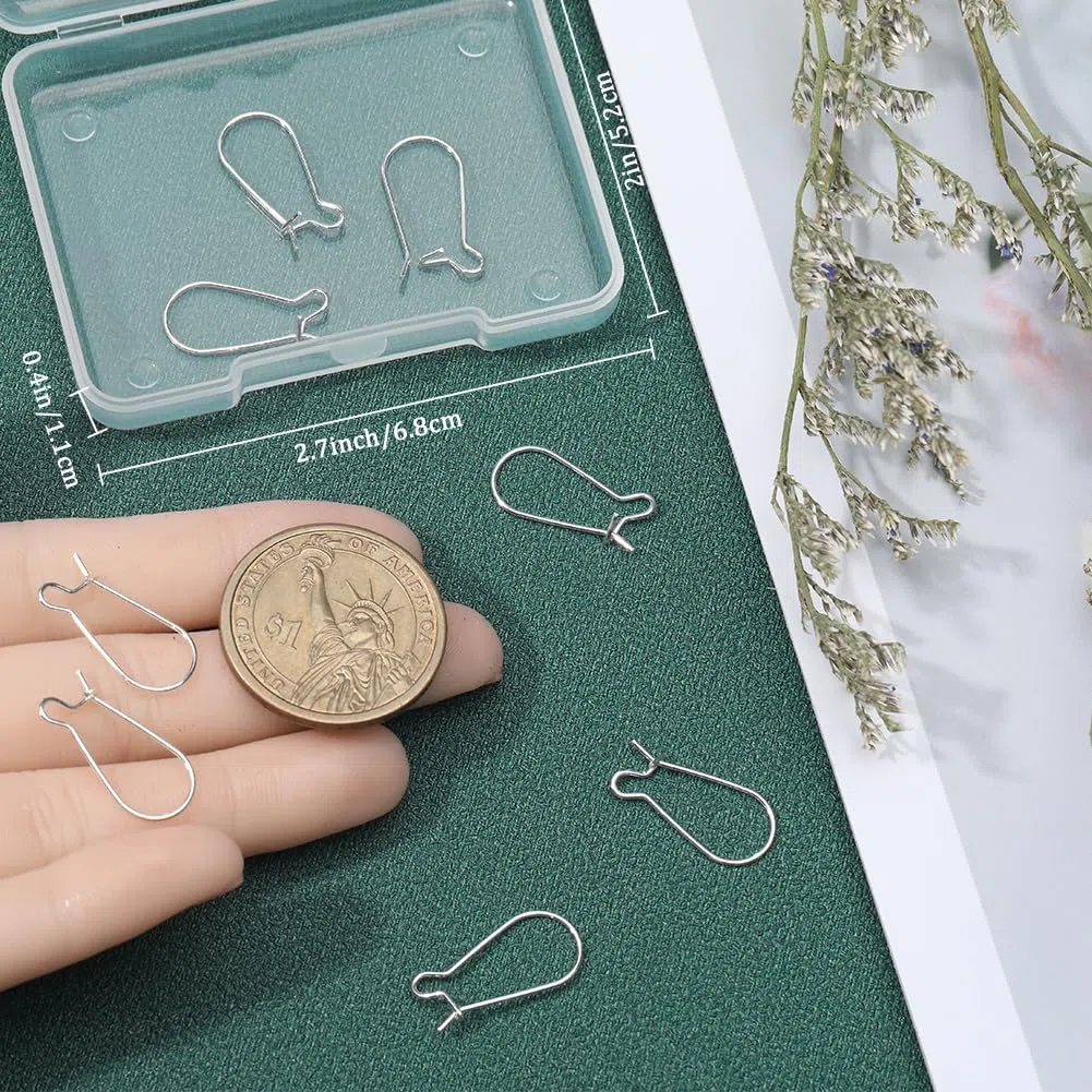 Beebeecraft 1 Scatola 10 Pezzi Orecchini A Rene Gancio In Argento Sterling Connettore per Orecchino 20 mm Lungo Filo per Orecchino Francese per La Creazione di Gioielli Risultati di Orecchini Fai