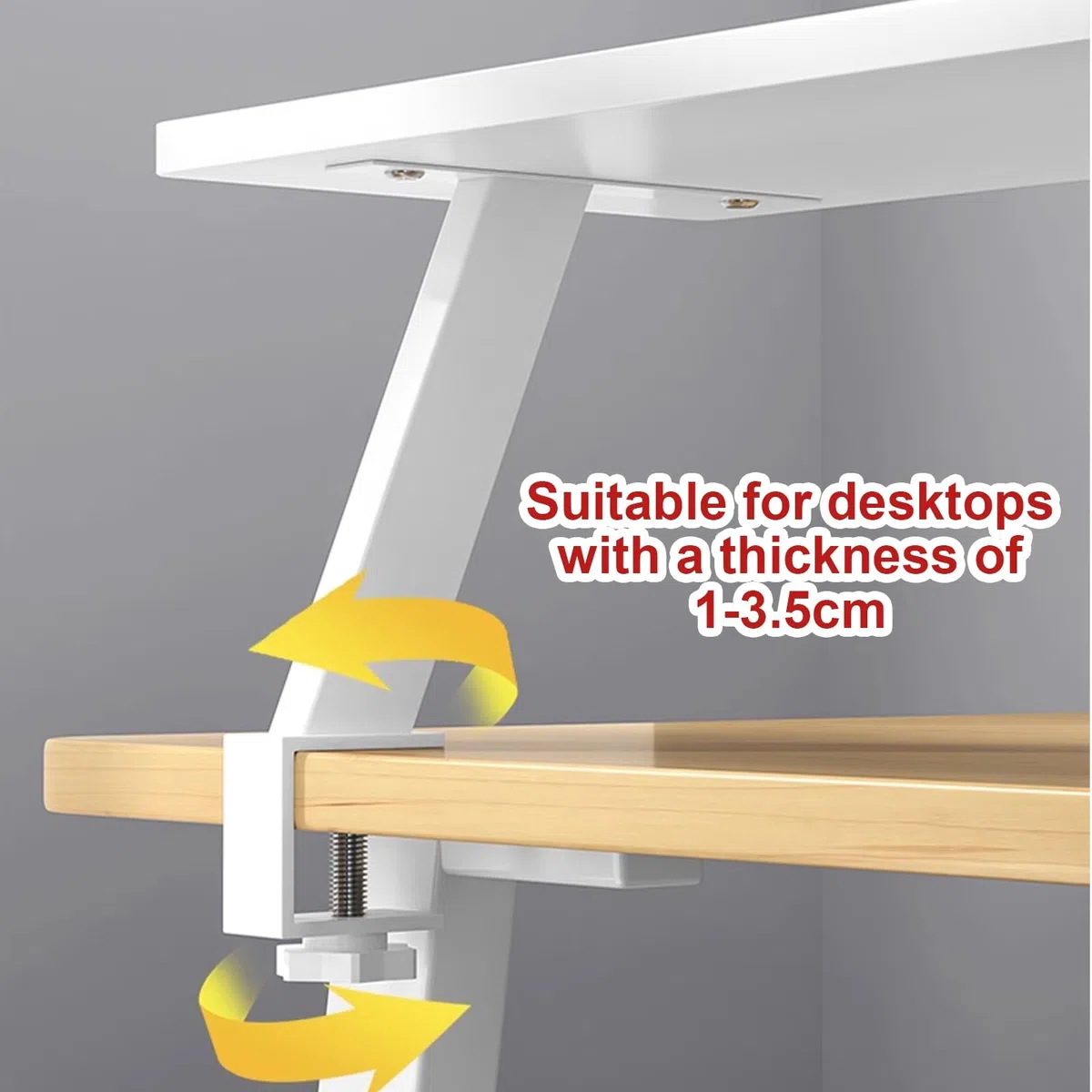 Mensola da scrivania con supporto a morsetto regolabile per scrivania per maggiore spazio di archiviazione e nizzazione, mensola da scrivania sospesa con tavolino design bianco 120 cm/47