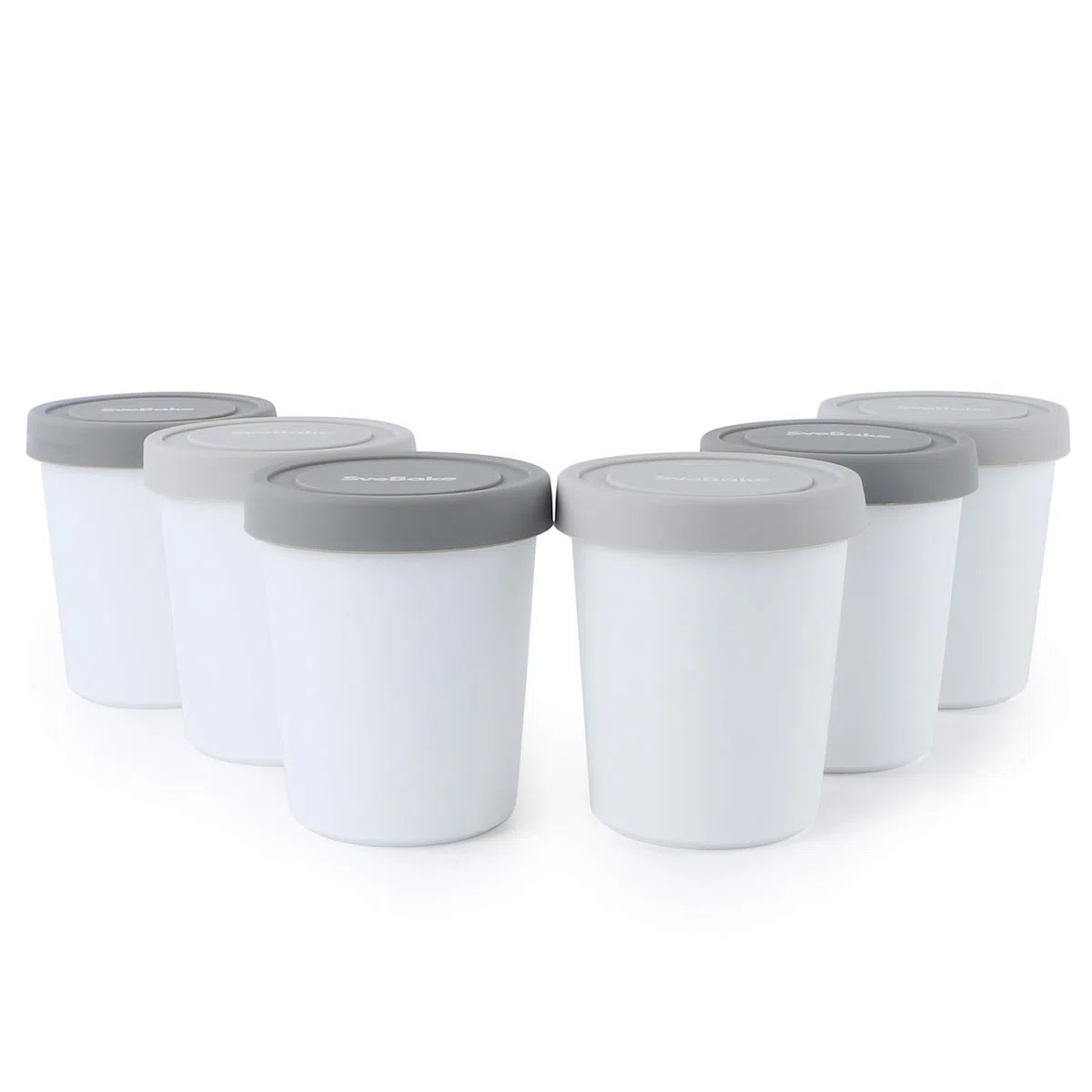 SveBake Vaschetta per Gelato con Coperchi in Silicone, 6 Pezzi Contenitori Gelato Freezer, Recipienti da 180 ml Rotondi Riusabili per la Conservazione di Gelato Fatto in Casa, Sorbetto
