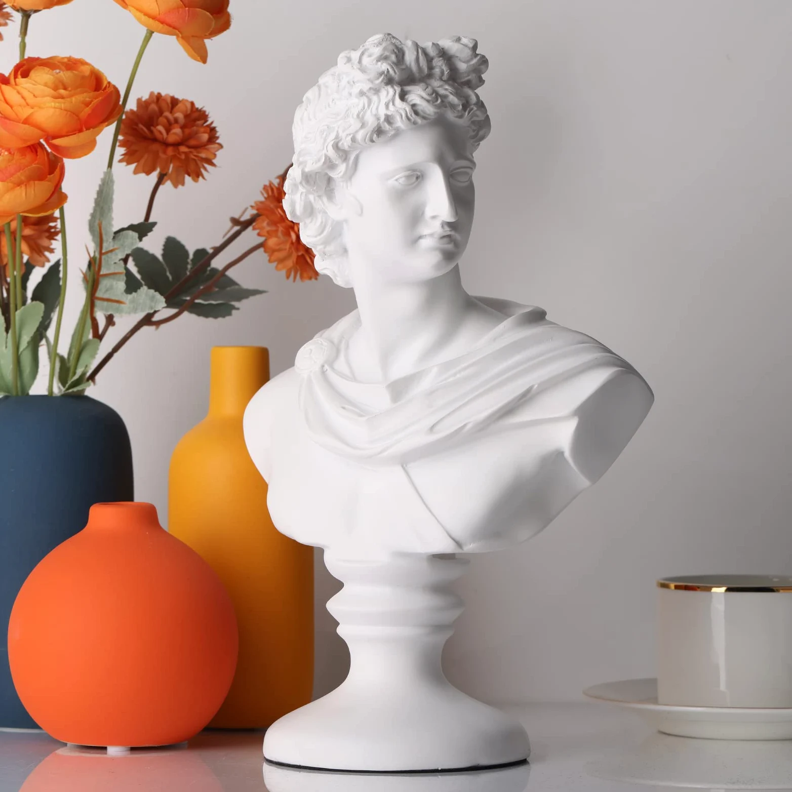 XMGZQ 30cm Statua Decorativa a Forma di Busto di Apollo,David Statue di Resina,Decorazione Classica Della Mitologia Greca Romana,Soprammobile Modern Sculture,David Statuetta Decorative Casa