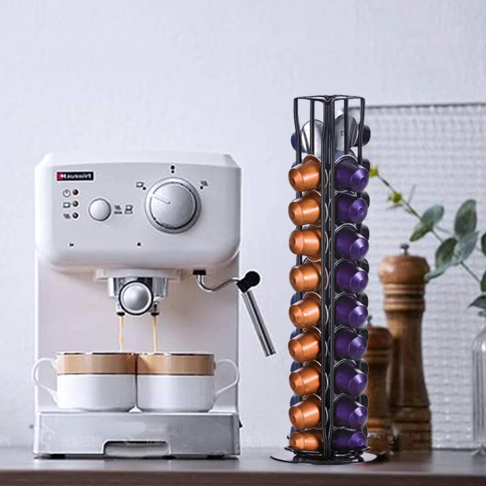 XIAPIA Porta Capsule per Caffè Compatibile con Nespresso per 40 Pezzi, Porta Cialde Nespresso Rotante, Portacapsule Verticale, Supporti per Capsule Cialde