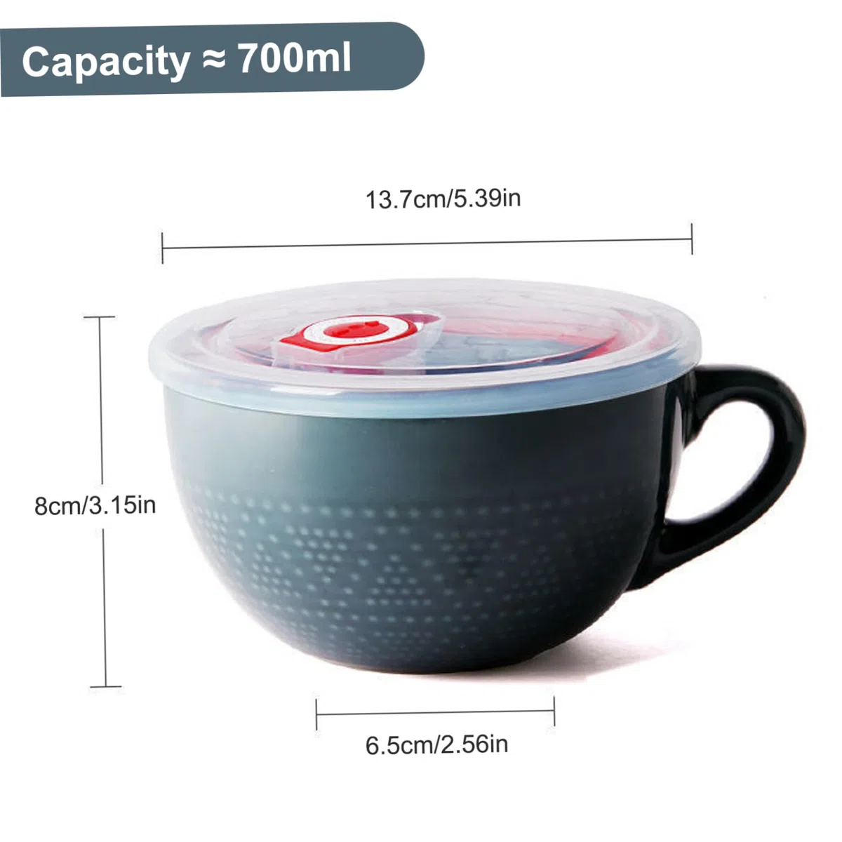 Tazza per zuppa Ciotole per zuppa in ceramica da 700 ml con manici Tazza per microonde con coperchio Ciotole facili da pulire per cereali Latte Dessert Farina d'avena Ramen