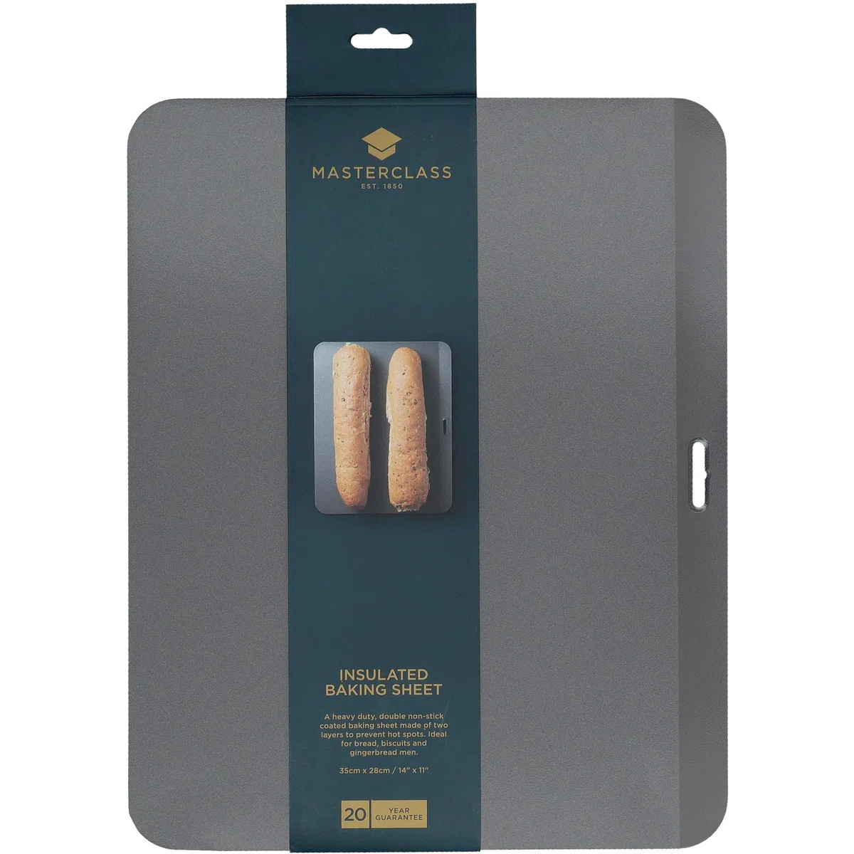 MasterClass Foglio da forno antiaderente senza PTFE, PFOA e BPA, robusto acciaio al carbonio spesso 1 mm, 35 x 28 cm