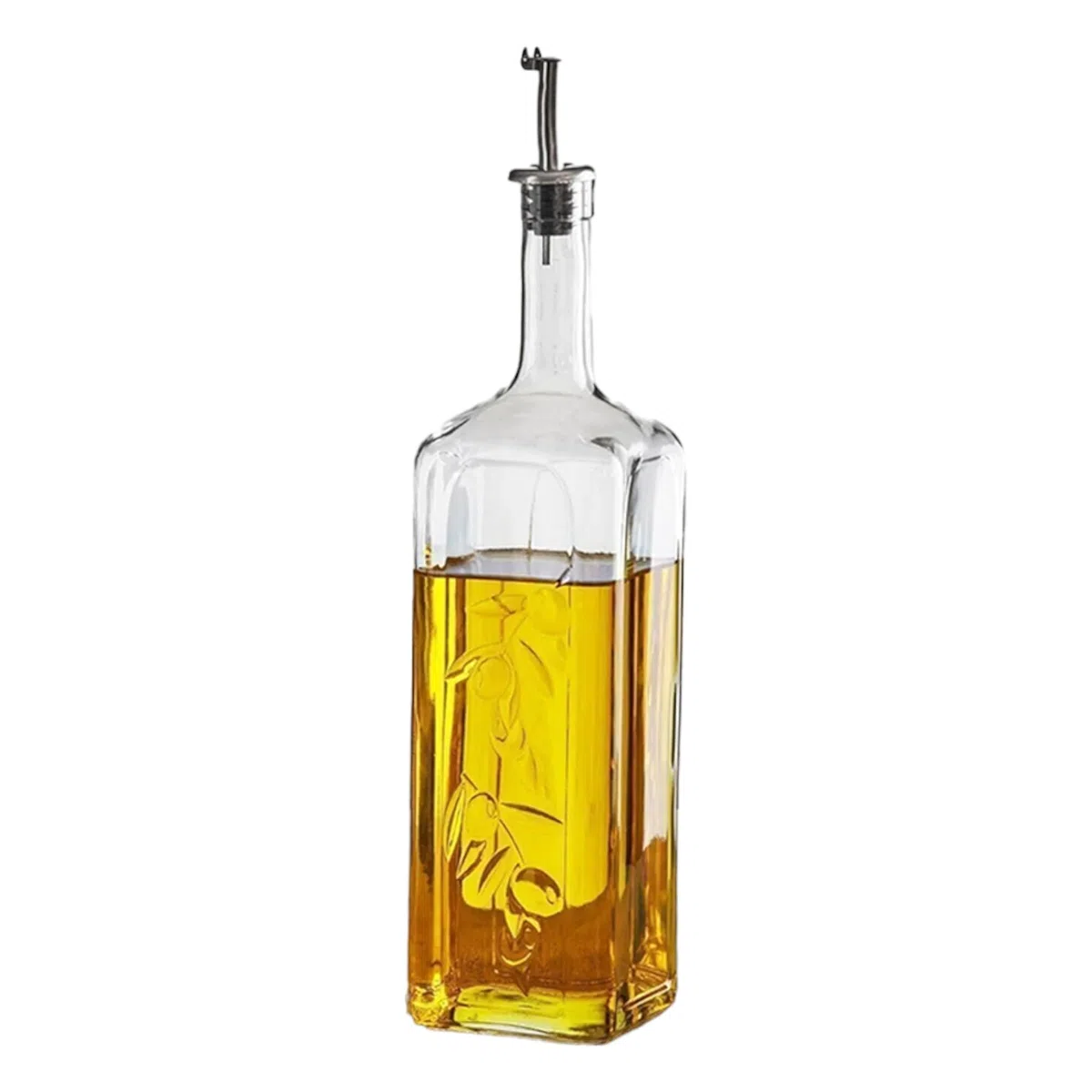 Secen LONDON - Oliera in vetro da 1 litro, con design decorativo, lavabile in lavastoviglie, in acciaio inox per alimenti, 1000 cc