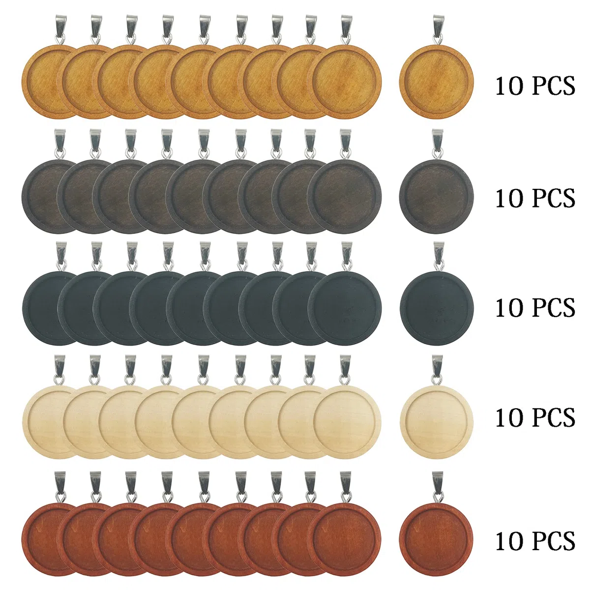 50 Pezzi Vassoi Pendenti in Legno Basi Cabochon Pendenti Rotonde Castoni Artigianali per DIY Creazione di Gioielli Adatta a Piastrelle a Cupola in Vetro da 25 mm