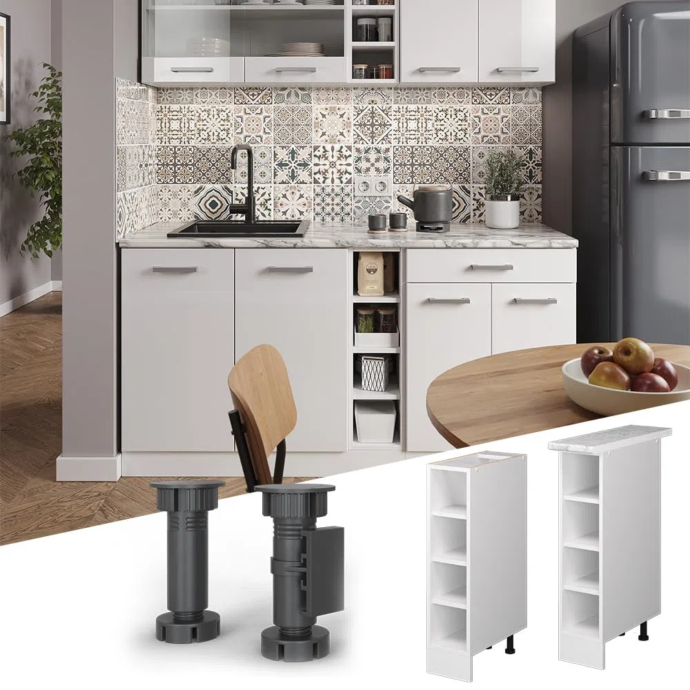 Vicco Scaffale da cucina R-Line, Bianco, 20 cm senza piano di lavoro, per la libera combinazione all'interno di sistemi cucina modulari