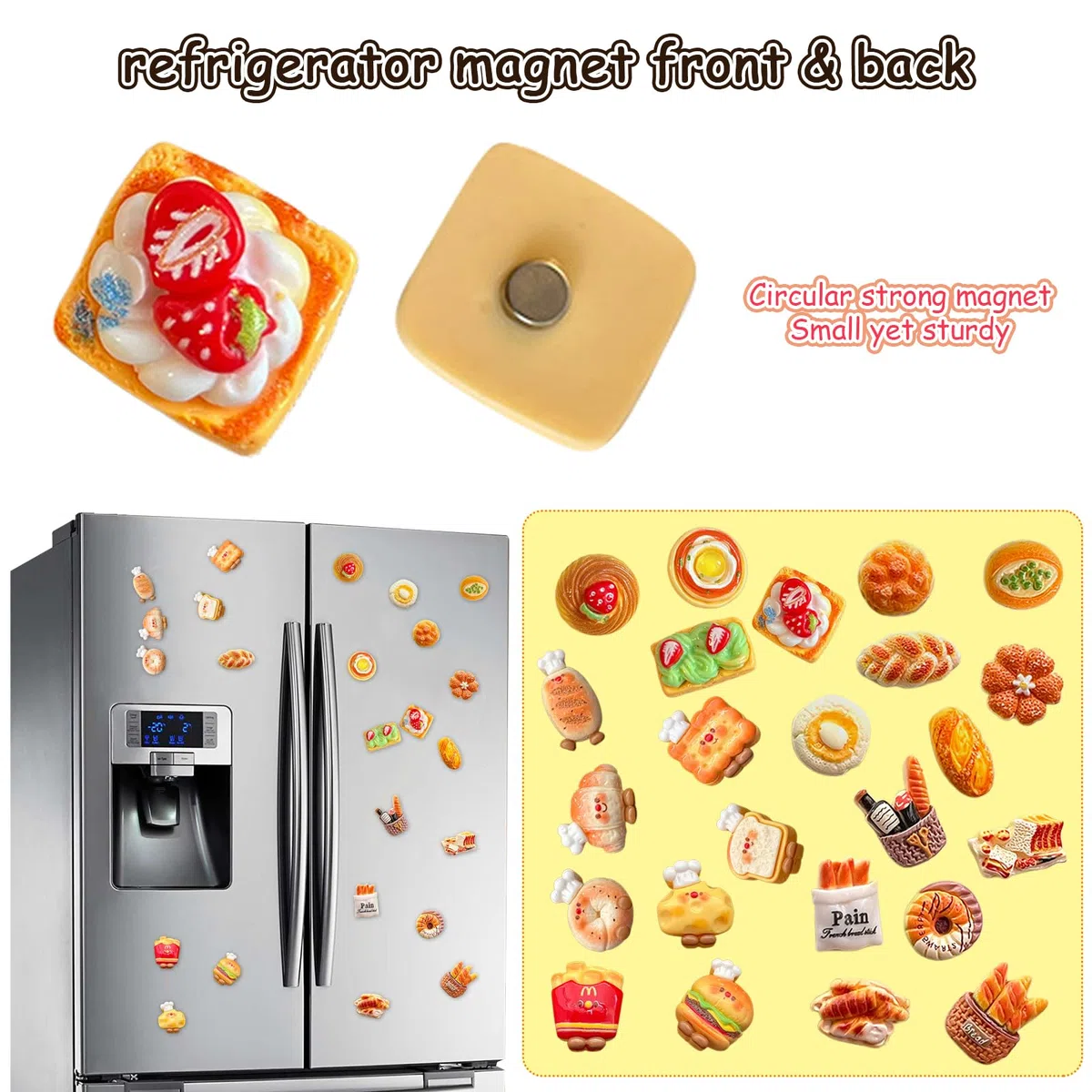 24 Pezzi Mini Magneti 3D, Graziosi Accessori Magnetici per Frigorifero, per Accessori per Frigorifero, Cucina, Ufficio, Piccoli Magneti Decorativi da Cucina, Adesivi Magnetici Decorativi
