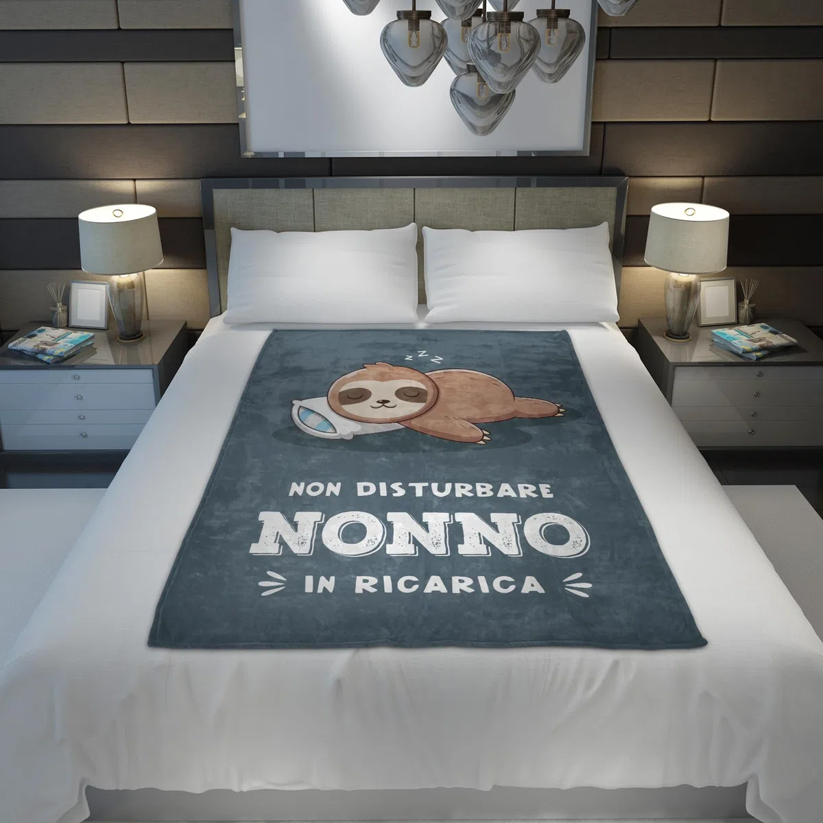 Niyewsor Regalo per Nonno Coperta, Regalo Nonno Compleanno, Festa del Papà Natale Regali per Nonni, Bradipo Coperta Flanella 130 x 150cm