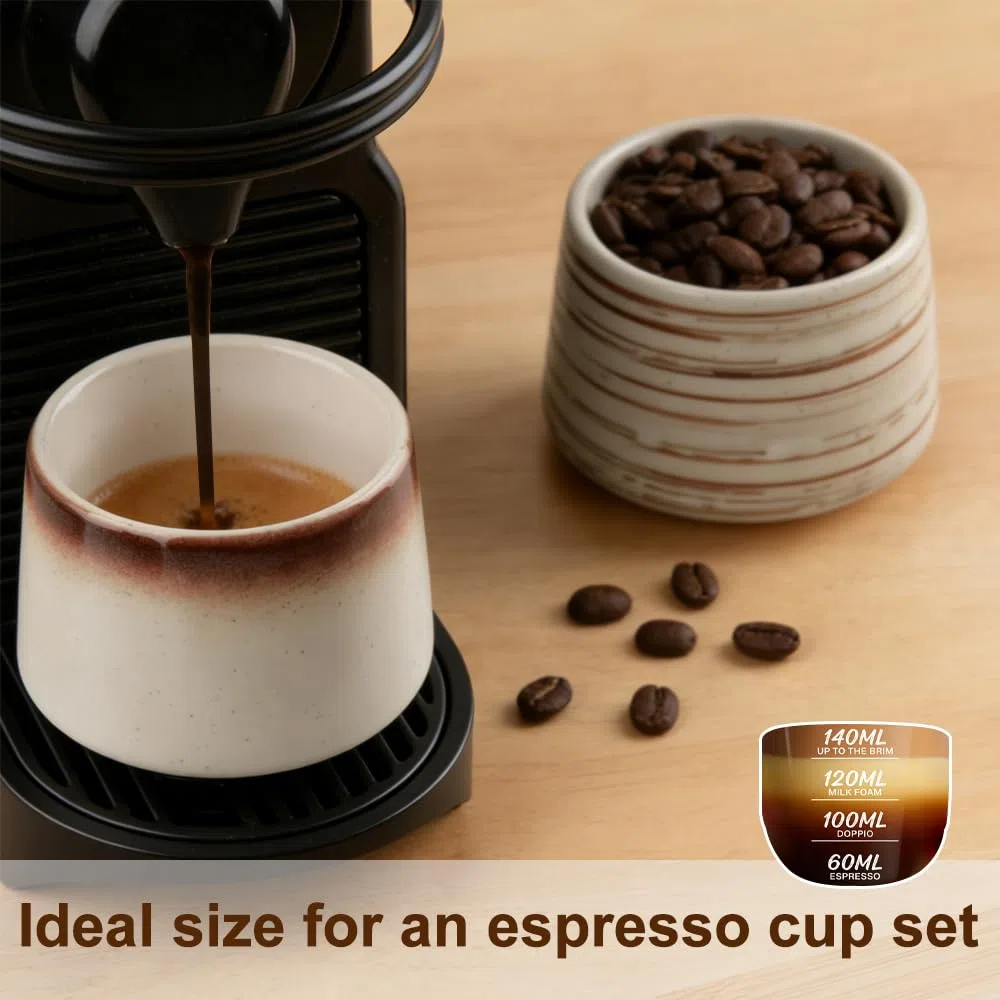 Set di 4 tazze da caffè da cappuccino da 220 ml, di alta qualità, in gres porcellanato, senza manico, set di tazze da caffè, a pareti spesse, lavabili in lavastoviglie, regalo moderno