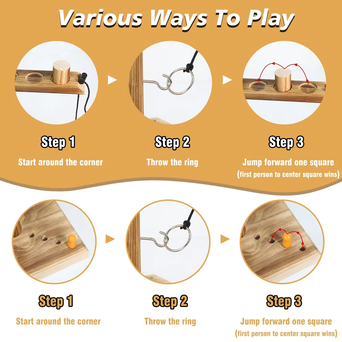Gioco con Gancio e Anello, ZAKVOP Ring Toss Game per 4 Giocatori, Lancio Degli Anelli Legno Gioco Interattivo Veloce per le Feste