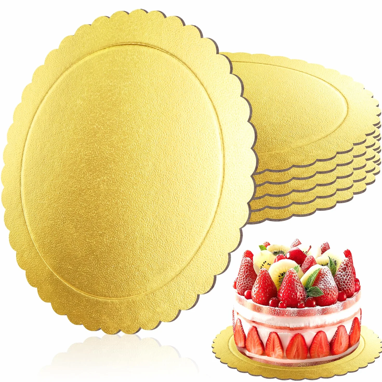 Sottotorta Tondo Cake Board Vassoio Torta Rotondo 30cm sotto torta rotondo 6Pcs Base Torta Cartone per Decorazione di Torte di Matrimoni e Feste di Compleanno (12 inch Gold)