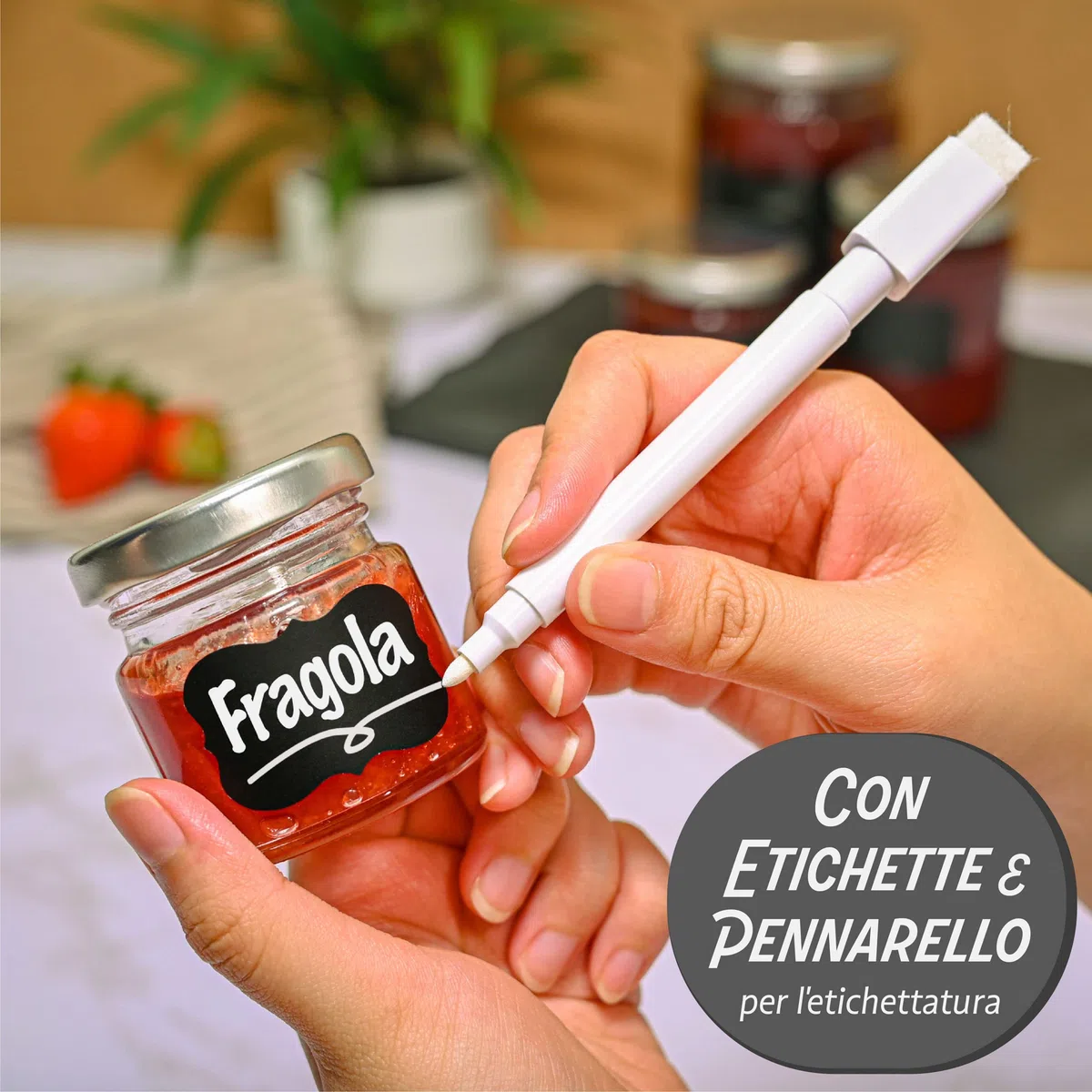 Praknu 24 Vasetti di Vetro Piccoli da 50 ml - Con Etichette e Pennarello - Ermetici - Lavabili in Lavastoviglie - Ideali da Regalare