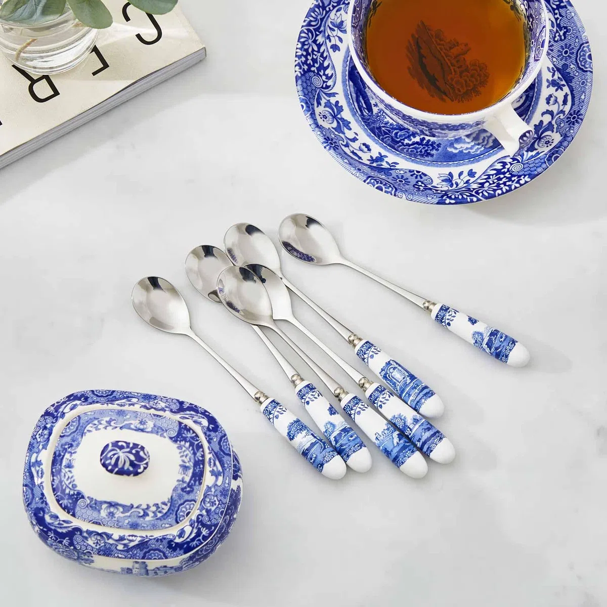 Blue ItalianSpode Set di 6 cucchiaini da tè (terracotta/acciaio inossidabile)