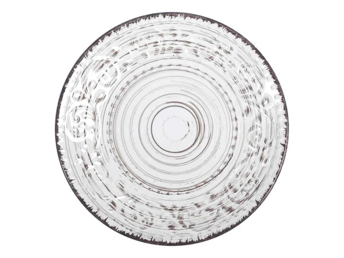 H&H Courtyard Set 6 Piatti Frutta, Stoneware, Bianco, 21 cm