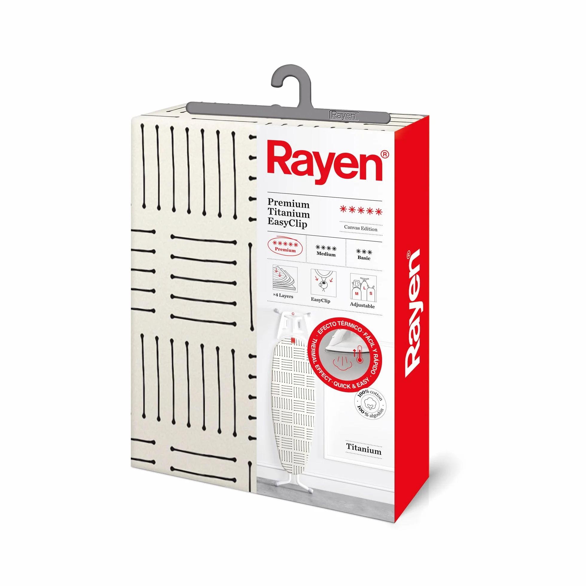 Rayen 6303.01 Copertura universale per asse da stiro Beige, compatibile con assi fino a 126 x 40 cm, dimensioni copertura 130 x 47 cm