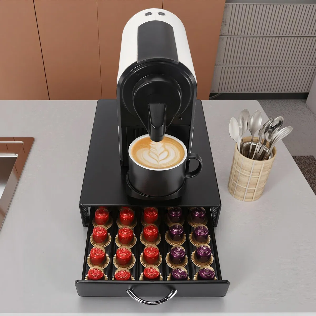 Porta Capsule da Caffè per Originalline,Organizer per Capsule di Caffè,Cassetto Porta Cialde per 40 Cialde, 32x23.5x7 cm, Ideale per Piccoli Spazi.
