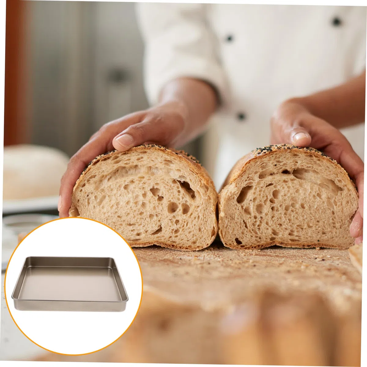 SOLUSTRE Teglia Quadrata Antiaderente per Dolci 28cm in Acciaio al Carbonio, Facile da Pulire, per Forno e Cucina Domestica