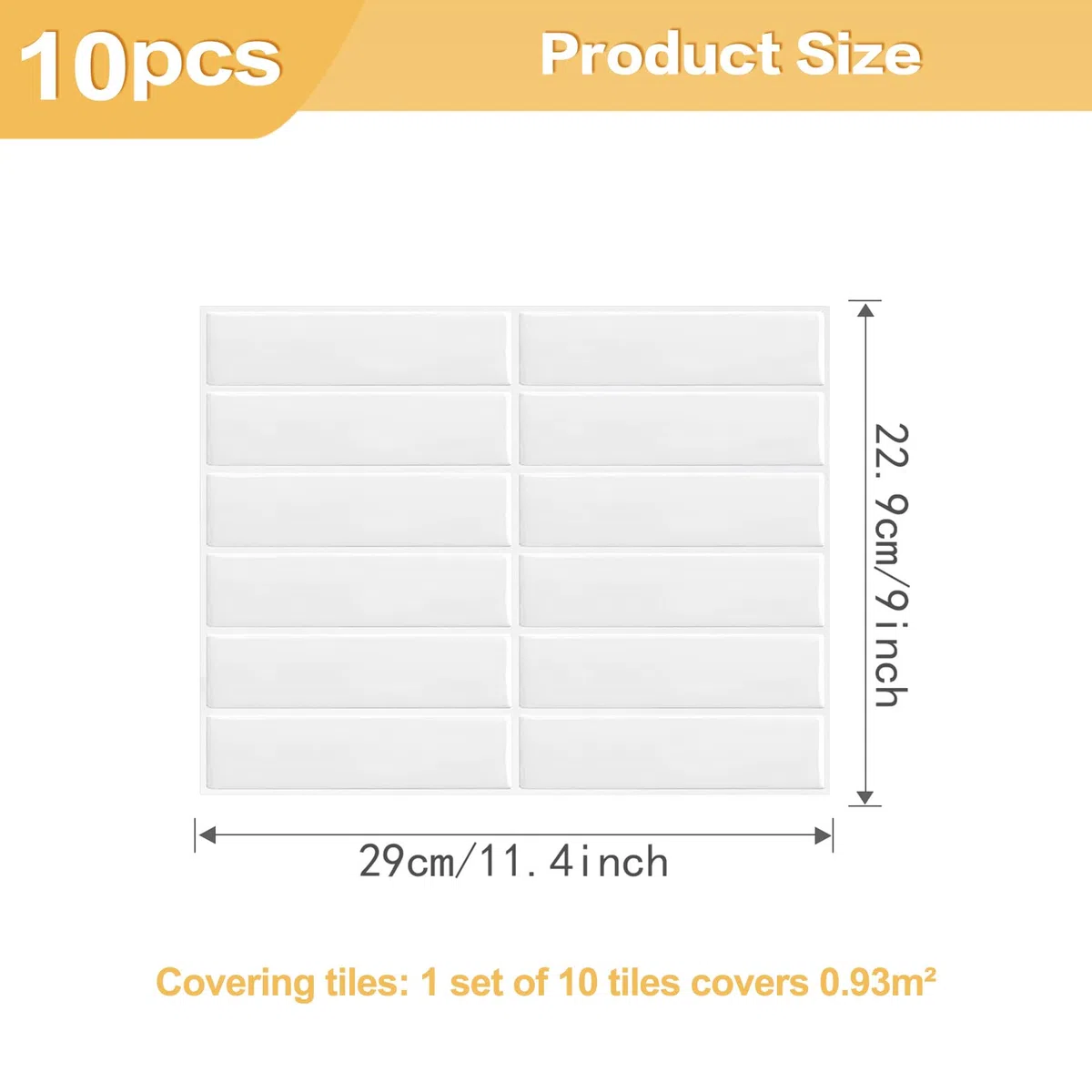 10Pezzi Adesivi Piastrelle Cucina Bagno 3D Autoadesivi Per Piastrelle Rimovibili Impermeabili Per Mattonelle Adesive Cucina Decorazione Pareti Decorazione (22.9x29cm)（Bianco）