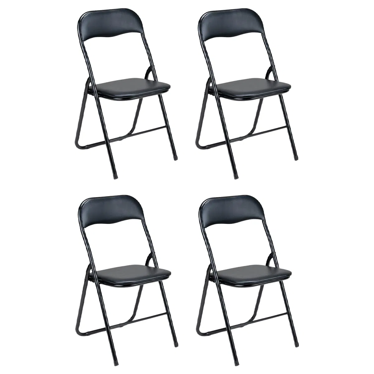 Gremium Set 4 Sedie Pieghevoli Con Cuscino In Ecopelle A Doppia Imbottitura, Seduta Ergonomica E Struttura Richiudibile Salvaspazio In Acciaio Inossidabile