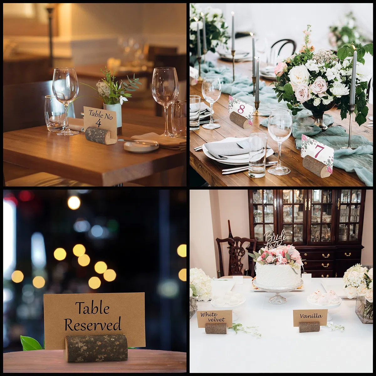 BELLE VOUS Set da 20 Segnaposto Legno - Portafoto Segnaposto Matrimonio Originali Rustici con 30 Cartoncini per Numero Tavolo, Biglietti da Visita, Compleanni/Matrimoni, Decori Feste, Foto e Appunti