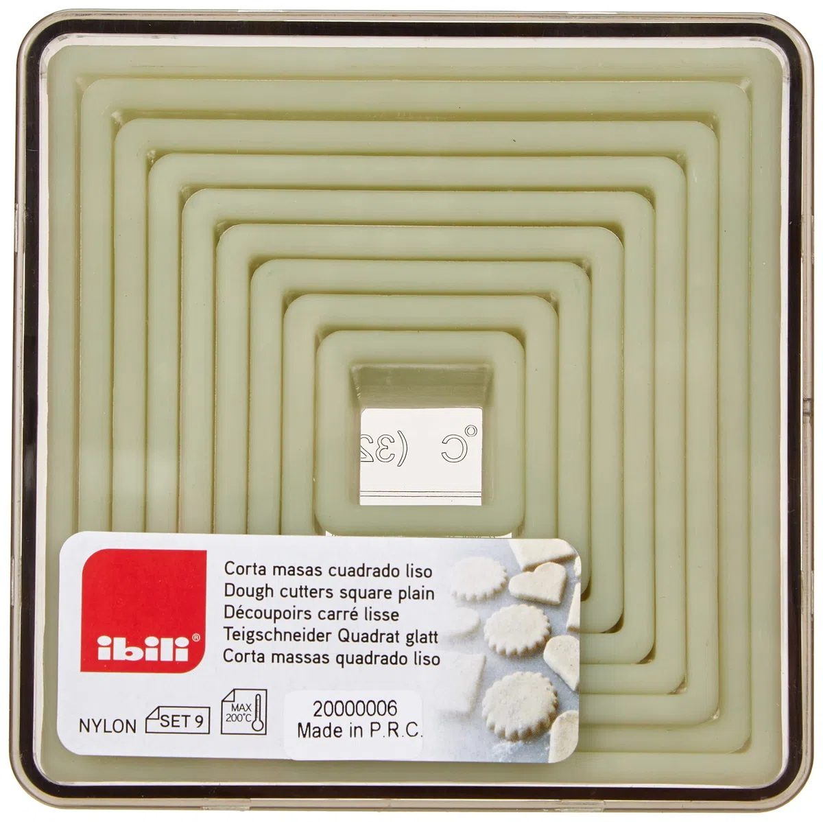 IBILI Corta MASAS CUADRADO Liso (9 PC)
