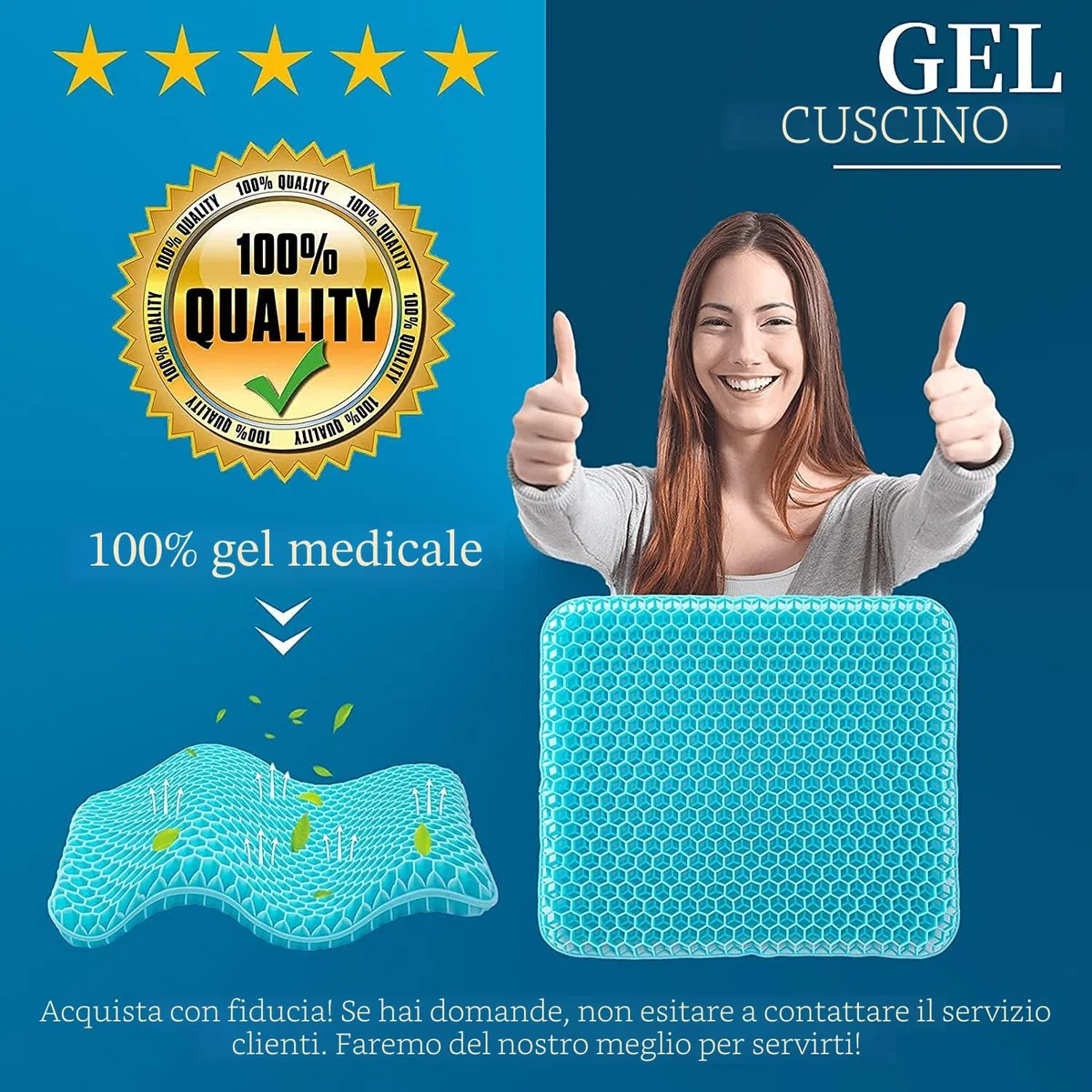 Cuscino Gel Per Sedia,Cuscino antidecubito-Cuscino gel Elastico per Il Sostegno del Sedile,Fresco e Traspirante, Cuscino per Sedia Ufficio per Ridurre la Pressione Su Fianchi (blu latte, 43*38*4)