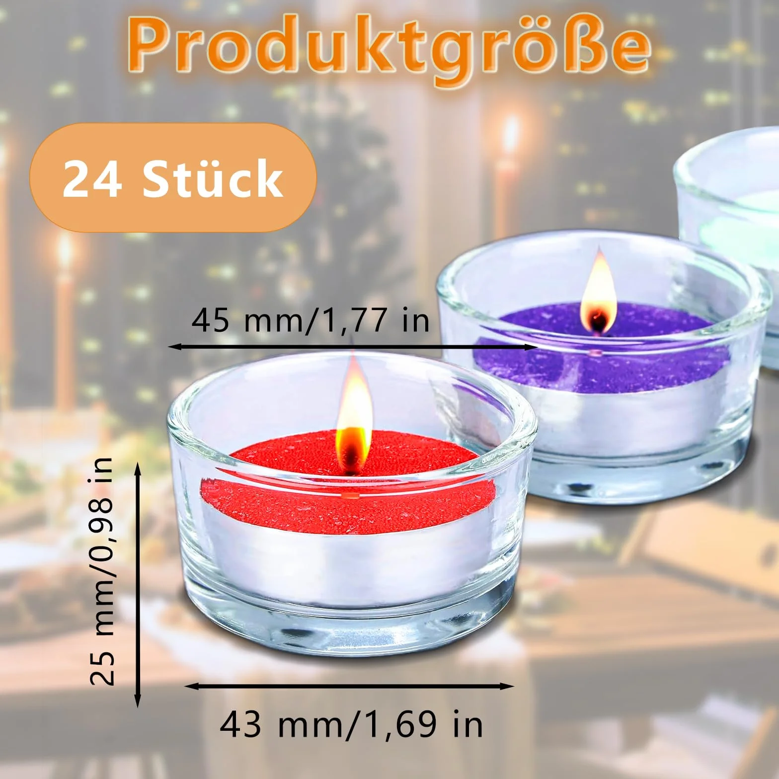 24 PCS Vasetti per Candele Votive, Portacandele in Vetro Trasparente Diametro 4,5 cm, per la Decorazione Della Tavola di Casa, per Matrimoni, Candele Decorative in Vetro