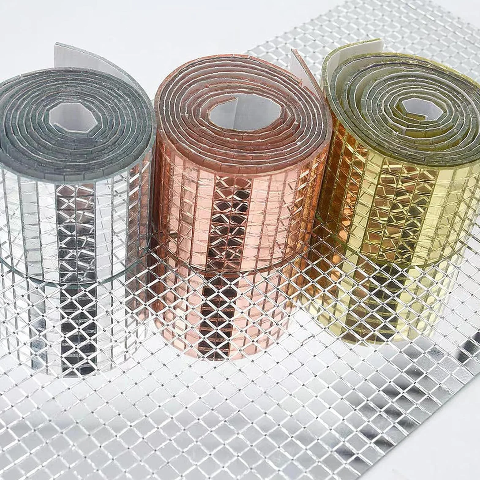 4 rotoli di piastrelle a specchio autoadesive per mosaico quadrato, 6400 pezzi, 5 x 5 mm, per decorazioni fai da te