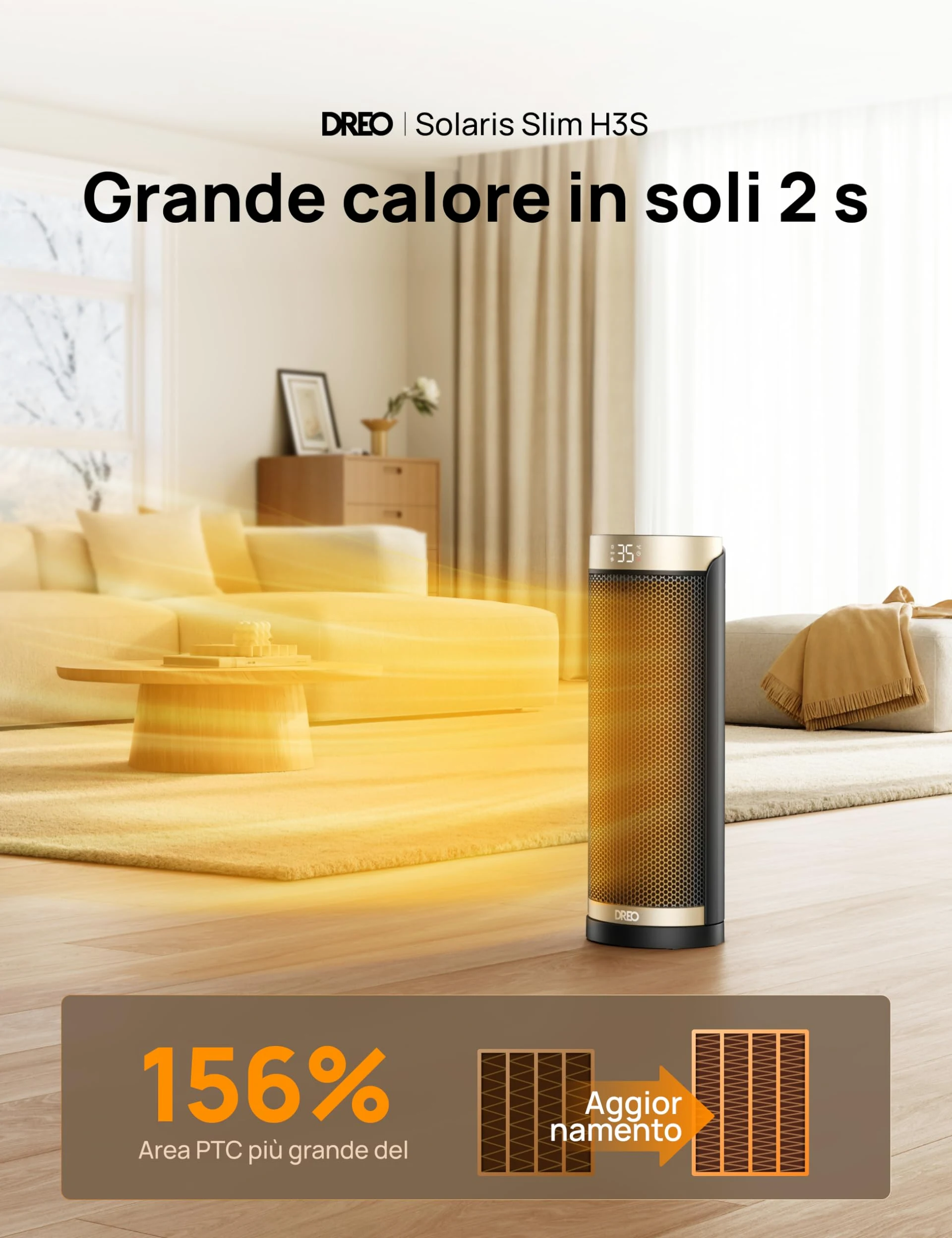 Dreo Termoventilatore, Riscaldatore elettrico in ceramica a riscaldamento rapido, 1800 W, con termostato, telecomando, protezione da surriscaldamento e ribaltamento, timer 1-12 ore, riscaldatore