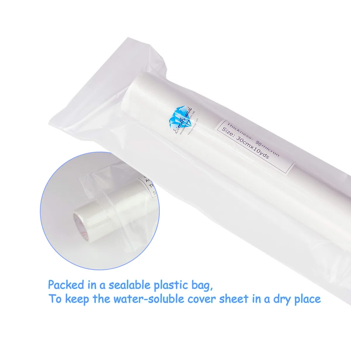 Simthread, filo da ricamo, stabilizzatore a film idrosolubile per ricamo e pizzo, free standing lace, 30 cm x 9 metri/rotolo, spessore 90 micron
