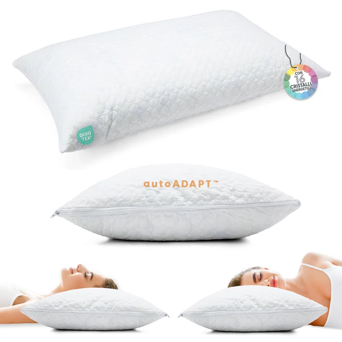 Zeropuntosei Cuscino Cervicale Memory Foam AutoAdattivo Energetico Guanciale Ortopedico per Supporto al Collo Ergonomico Traspirante Antirussamento Anallergico Federa Lavabile