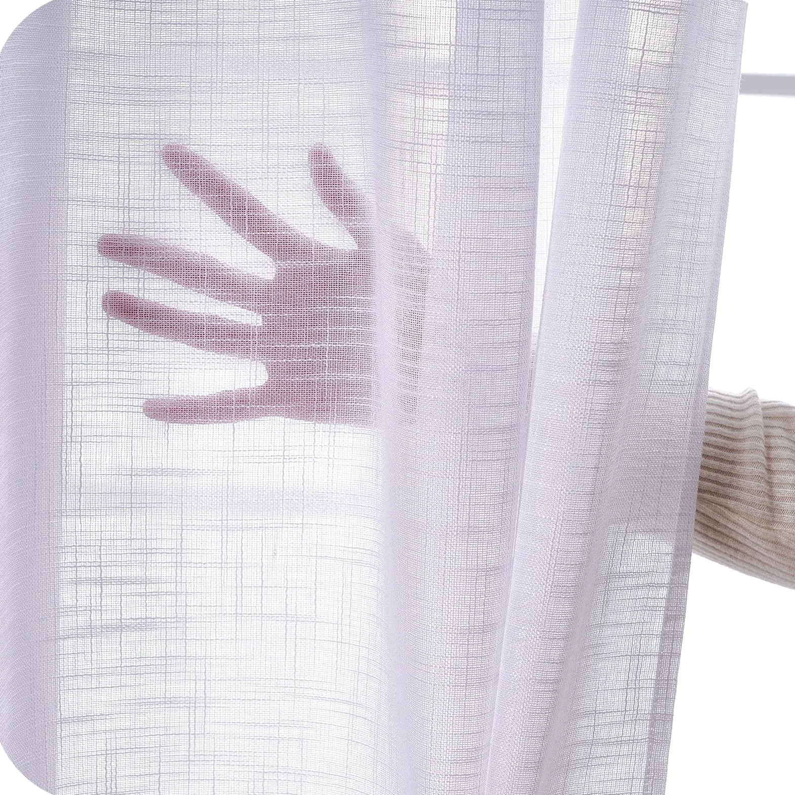 Topfinel Tende Oscuranti per Interni Lino Voile a Pannello Traslucido Tende Bianche Semitrasparenti con Occhielli 140x225 cm per Camera da Letto per Soggirono 2 Pannelli