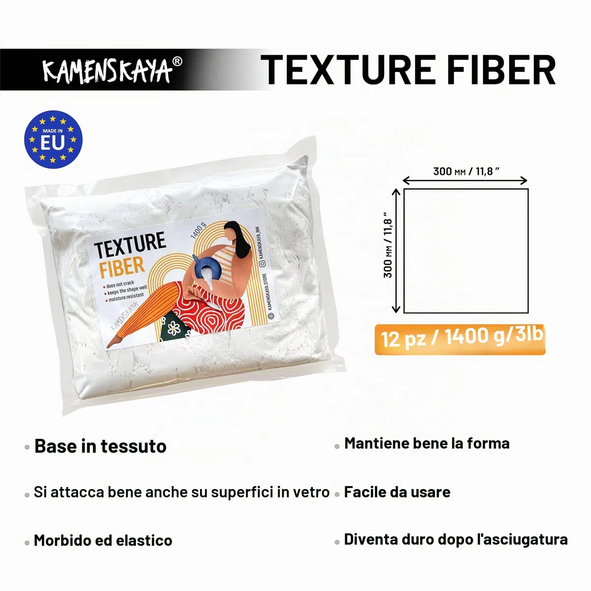 KAMENSKAYA Texture Fiber: pasta modellante/pasta scolpente fibra, per creare texture di tessuto 3D nell'arte