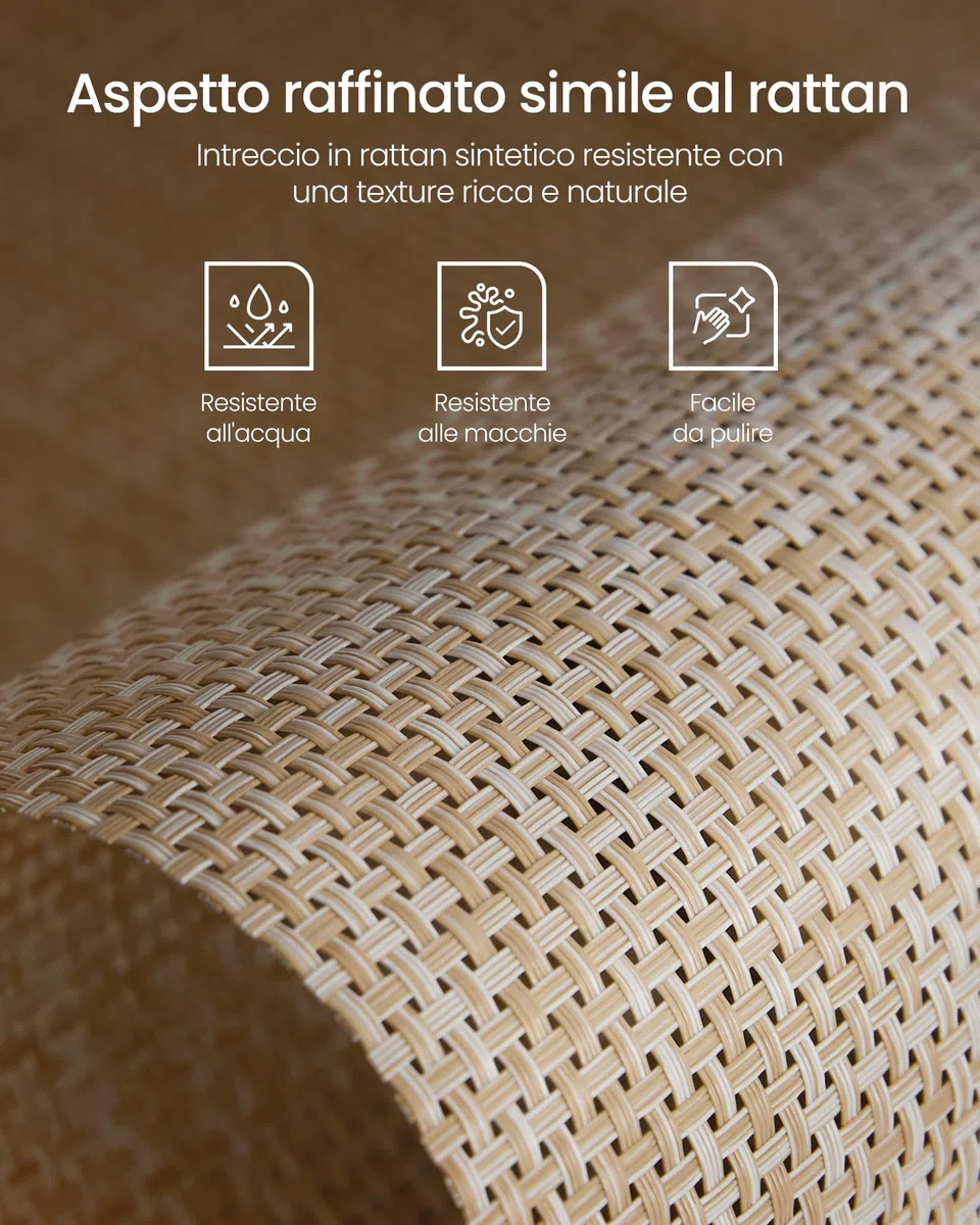 VASAGLE ELLAN Collezione - Comodini Boho con Cassetto Effetto Rattan, Set di 2, Tavolini con Scomparto Aperto, Angoli Arrotondati, Camera da Letto, Beige Naturale LET818LC01