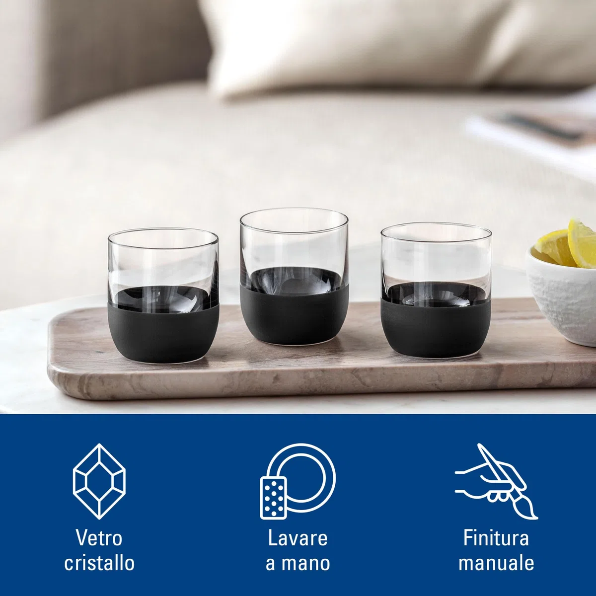 Villeroy & Boch - Manufacture Rock bicchierino da shot, bicchierino da liquore set da 4 pz., cristallo con fondo nero opaco, capacità 40 ml