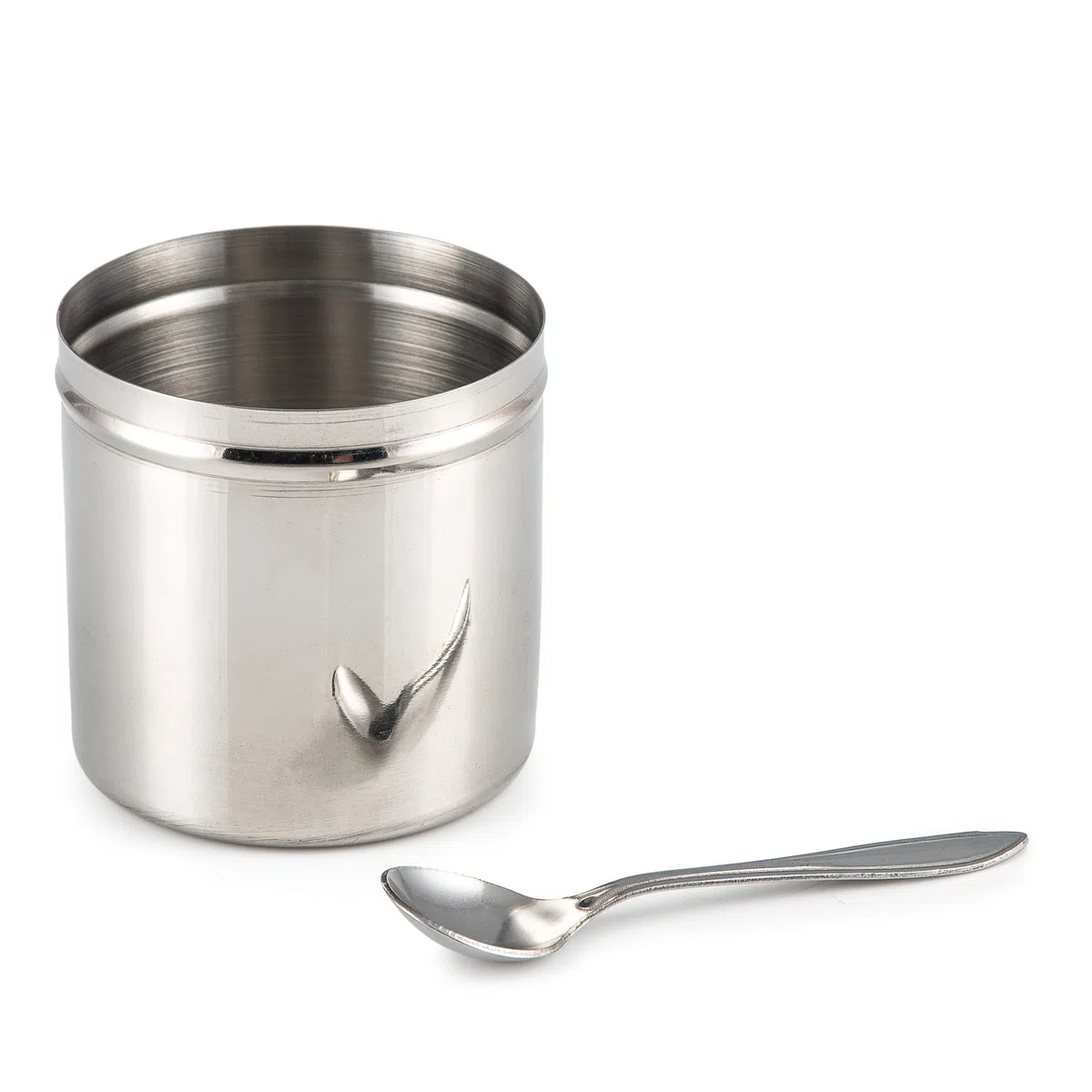 Indian-Tiffin Masala Dabba Contenitore Ermetico per Spezie - con Etichette per Spezie e Cucchiaio (Medio (18cm), coperchio trasparente, nessun coperchio sui vasi interni)