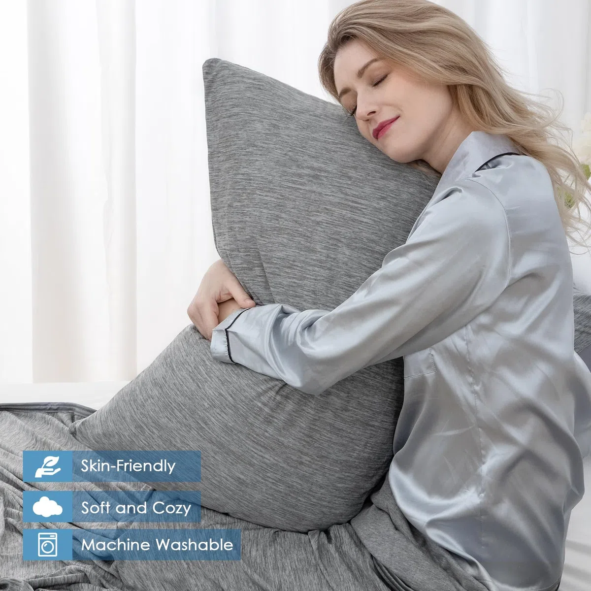 Federa per cuscino rinfrescante con cerniera, Arc-Chill Fibra Fredda Q-Max > 0.45 per chi dorme caldo, morbide, traspiranti, delicate sulla pelle, confezione da 2, Grigio, 50 x 75 cm