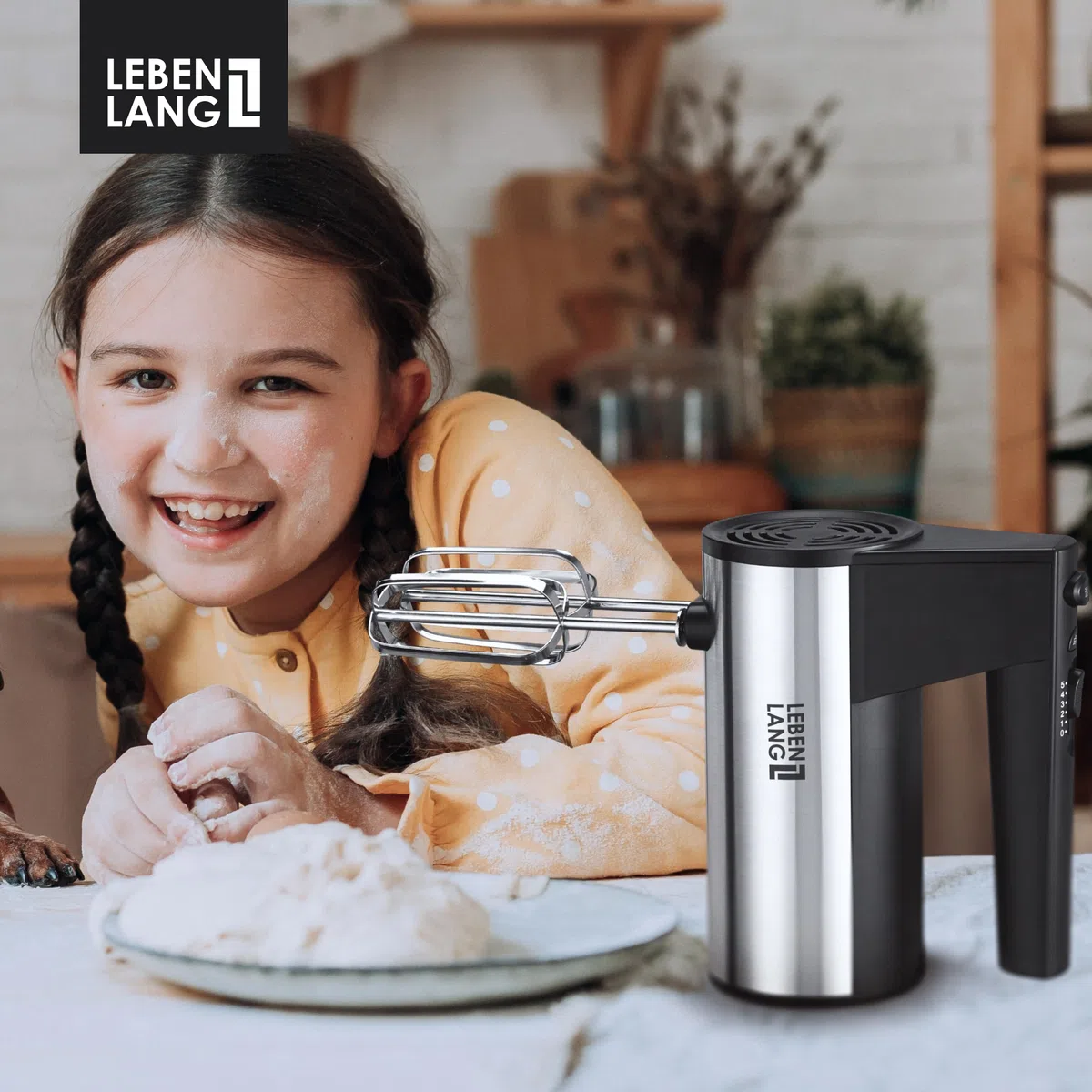 LEBENLANG 400W Sbattitore elettrico - 5 velocità e turbo incl. Supporto I Fruste elettriche Frullino elettrica per dolci I Frusta da cucina professionale Montapanna Batidora eléctrica hand mixer