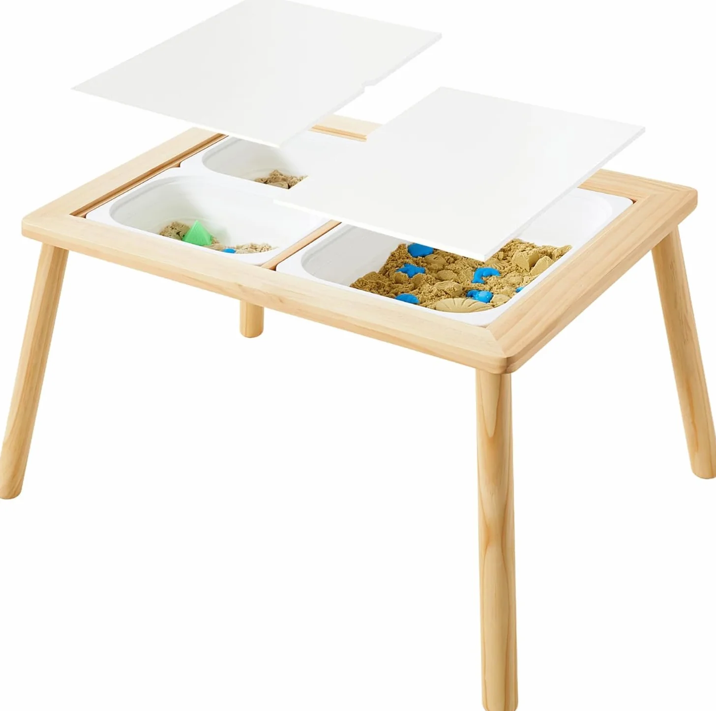Asweets Tavolo Sabbia e Acqua con Pieghevole Portatile Secchiello Spiaggia, Giocattolo da Spiaggia Esterno per Bambini, Regalo per Bambini Piccoli di 3-6+ Anni