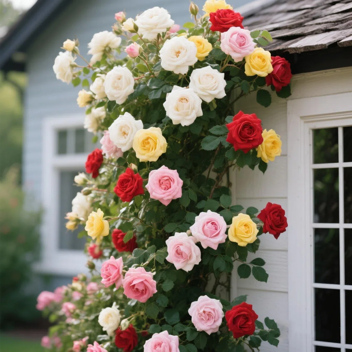 300+ Specimenti di Rosa Rampicante, Pianta Ornamentale Rampicante con Fiori Eleganti per Giardino e Recinzioni