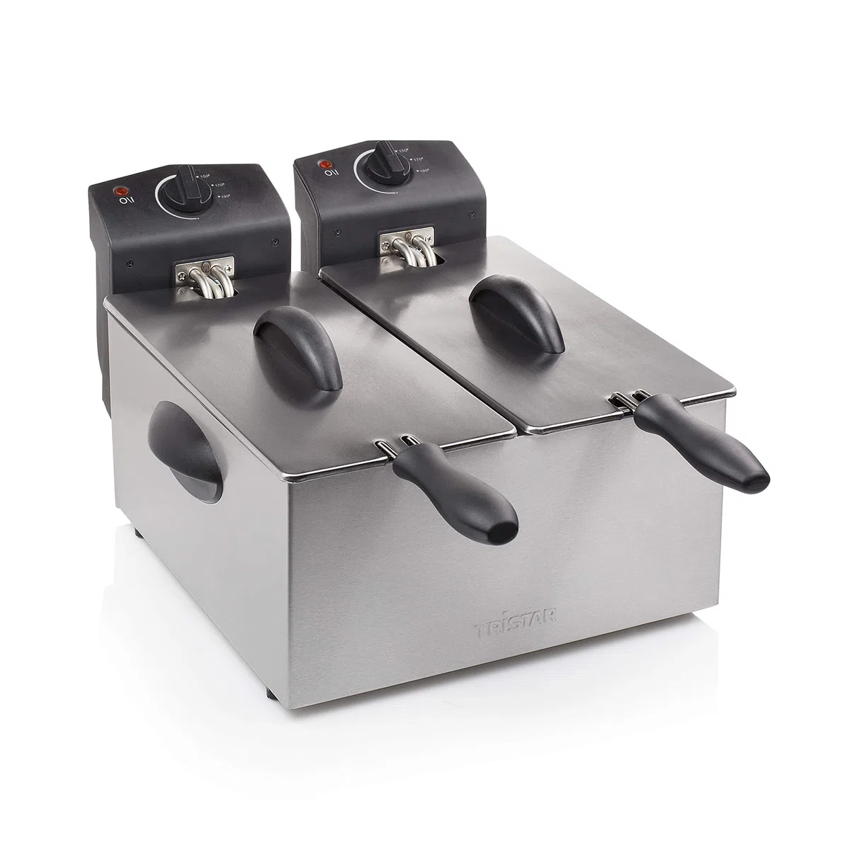 Tristar Friggitrice doppia in acciaio inossidabile - 6 litri, 2 x 1800 watt, con funzione zona fredda e livello di riscaldamento regolabile, FR-6937