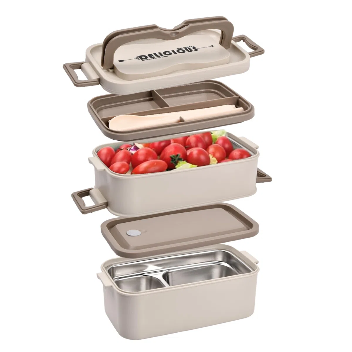 Lunch Box 2-Strati Bento Box 700-2800ML Bento Box Schiscetta Pranzo Porta Pranzo Ermetico Scatola Pranzo Acciaio Inox per Adulto Bambini Picnic Scuola Uffici, Senza BPA (2 piani)