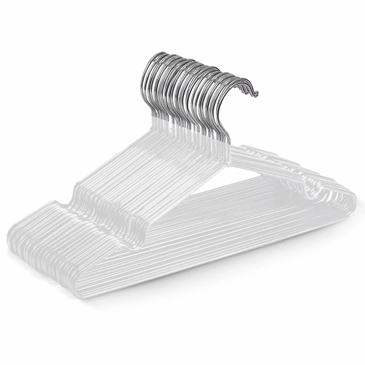 Keplin Grucce Metallo Premium Rivestito in Gomma - Confezione da 20, Salvaspazio, Organizzazione, Robuste Stampelle Abiti per Armadi, Stand Appendiabiti e Binari (Grigio)