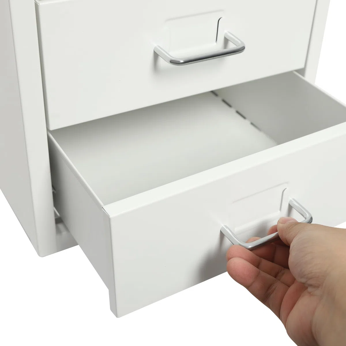 Cassettiera con 6 cassetti, armadietto da ufficio con ruote, in metallo, per ufficio, studio, bianco