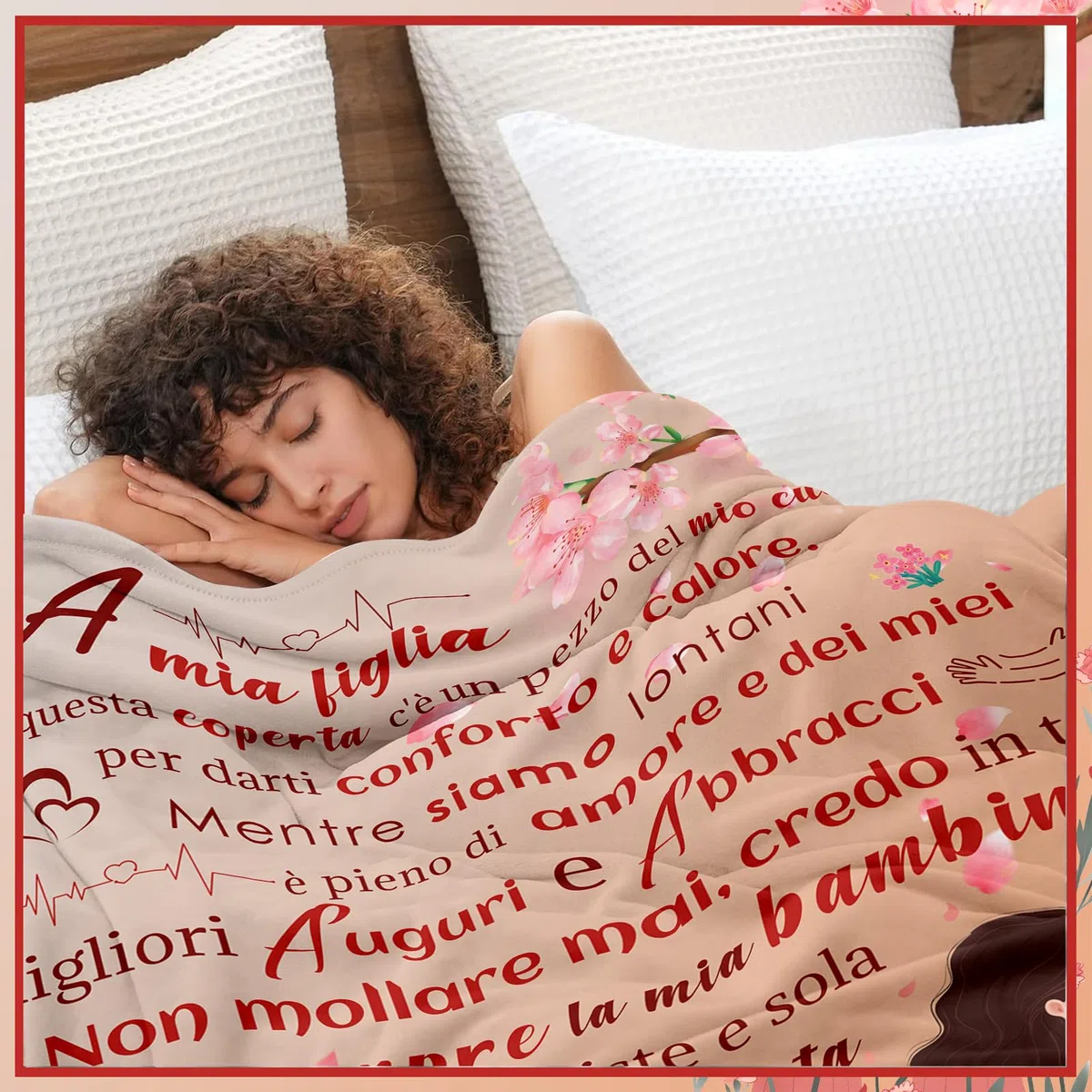 Coperta soffice regalo di compleanno per figlia, 150 x 129,5 cm (italiano)