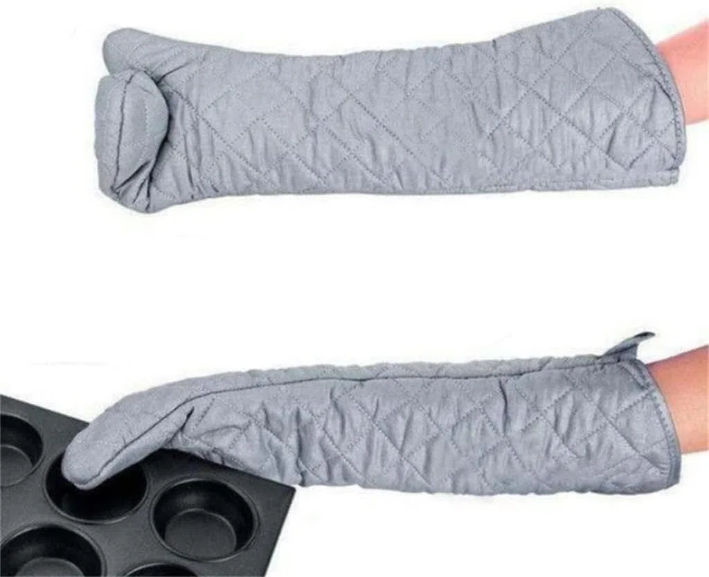 Linwnil Guanti da forno resistenti al calore, in cotone, guanti da cucina ad alta temperatura, guanti da barbecue (58 cm)